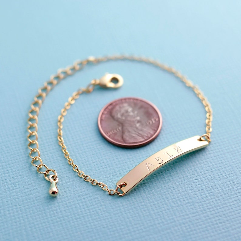 Name Bar Bracelet Hand Stamped Gold, Silver, Rose Gold Plated Custom Jewelry