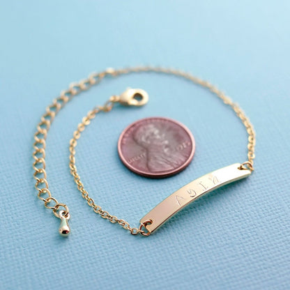 Name Bar Bracelet Hand Stamped Gold, Silver, Rose Gold Plated Custom Jewelry