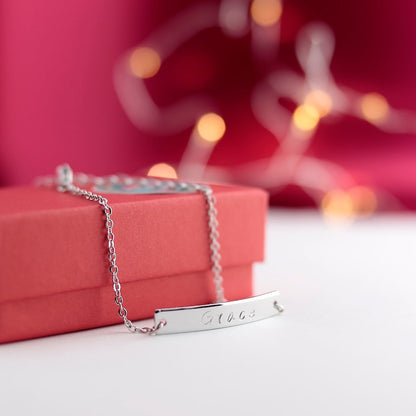 Name Bar Bracelet Hand Stamped Gold, Silver, Rose Gold Plated Custom Jewelry