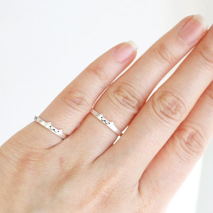 Personalized Sterling Silver Cat Ring: Initial Engraved Kitty Jewelry
