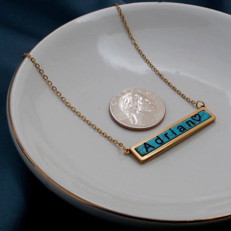 Custom Turquoise Marble Stone Name Pendant Necklace