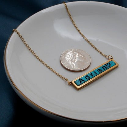 Custom Turquoise Marble Stone Name Pendant Necklace