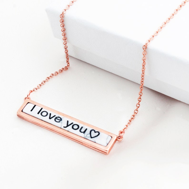 Custom White Marble Stone Pendant Necklace: Personalized Name Jewelry