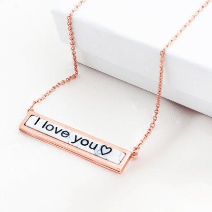 Custom White Marble Stone Pendant Necklace: Personalized Name Jewelry