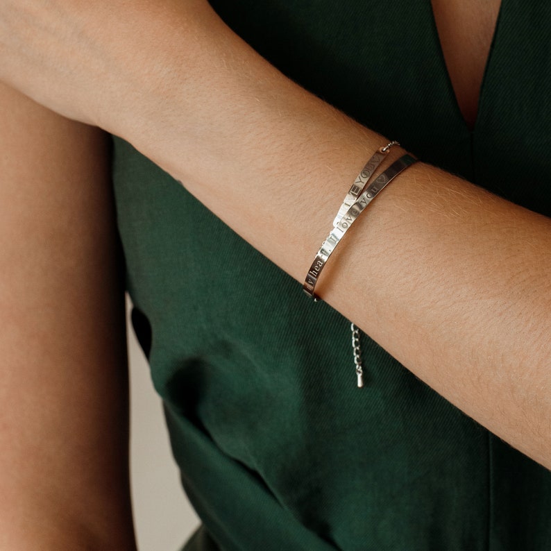Personalized Engraved Bangle Bracelet: Inspirational Custom Cuff