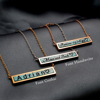 Custom Turquoise Marble Stone Name Pendant Necklace
