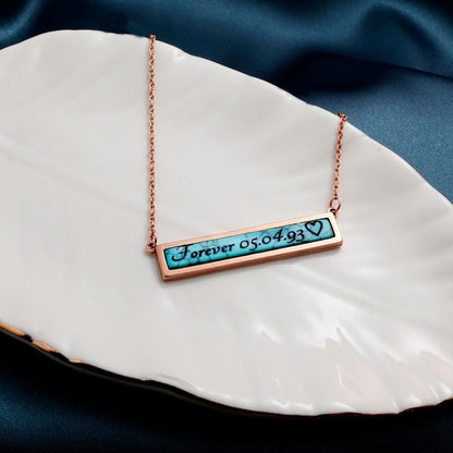Custom Turquoise Marble Stone Name Pendant Necklace