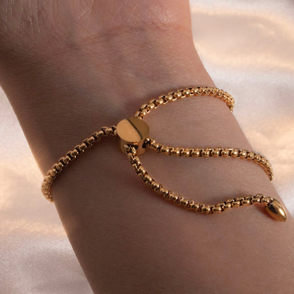 Personalized Gold Slider Bracelet: Skinny Snake Chain, Adjustable Fit