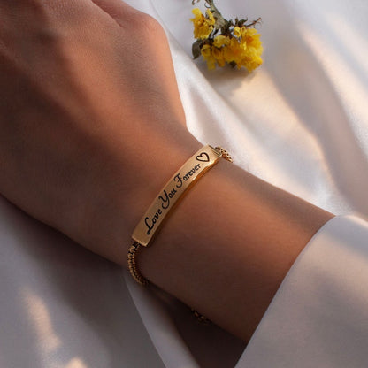 Personalized Gold Slider Bracelet: Skinny Snake Chain, Adjustable Fit