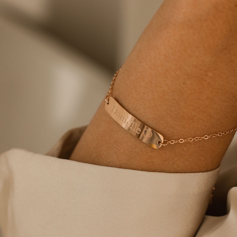 Personalized Bracelet Engraved Name Jewelry Custom Friendship Bridesmaid Proposal Family Anniversary