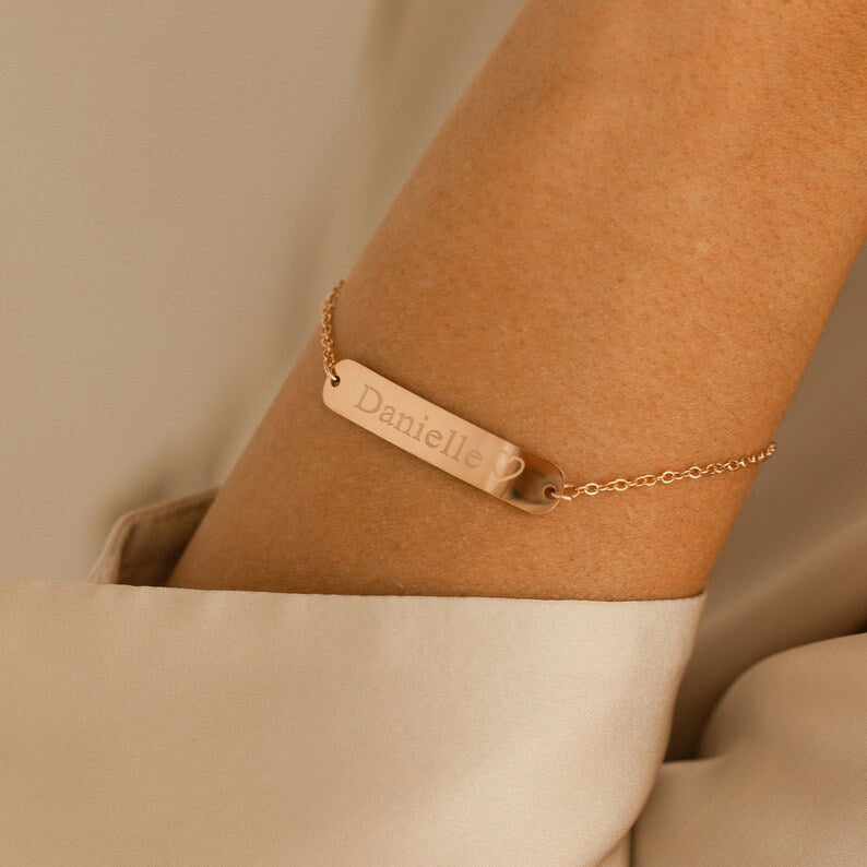 Personalized Bracelet Engraved Name Jewelry Custom Friendship Bridesmaid Proposal Family Anniversary