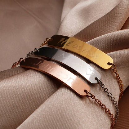 Personalized Bracelet Engraved Name Jewelry Custom Friendship Bridesmaid Proposal Family Anniversary