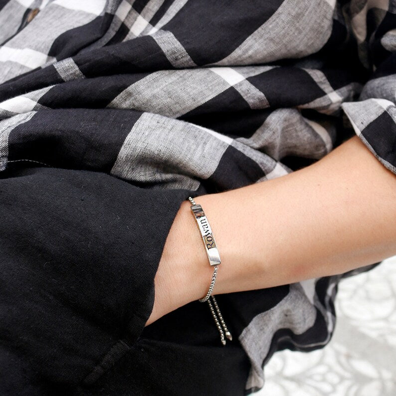 Silver Adjustable Bracelet sliding stopper silver bracelets customized