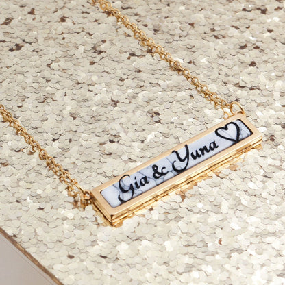 Custom White Marble Stone Pendant Necklace: Personalized Name Jewelry