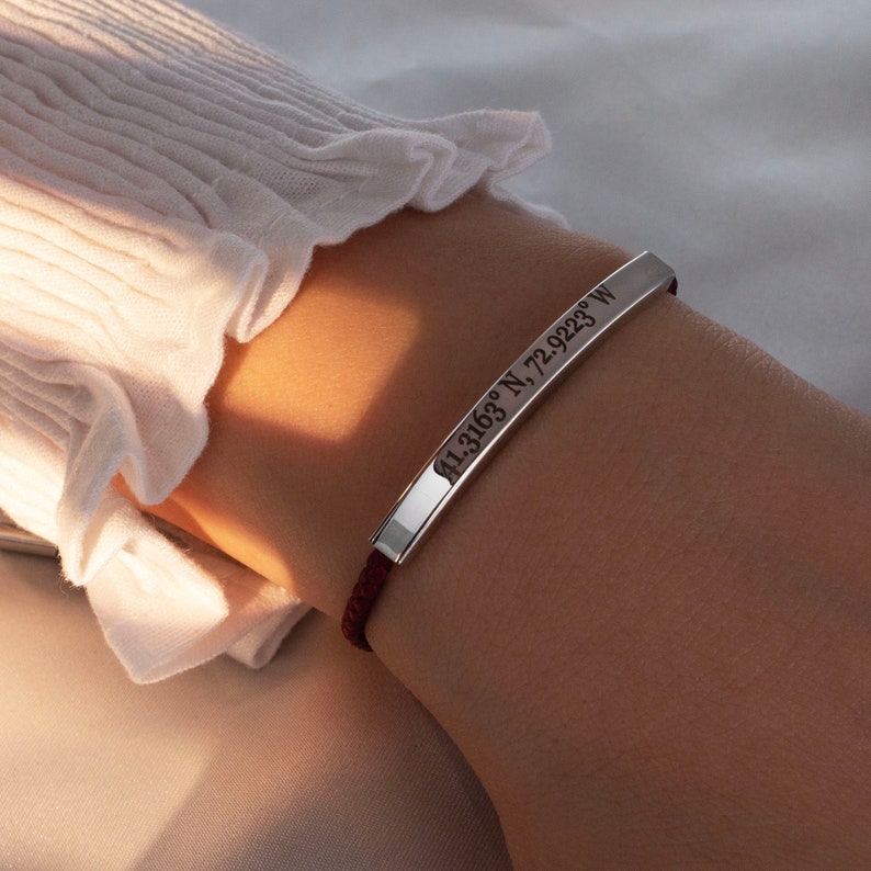 Personalized Cotton Rope Bracelet: 16K Gold Plated Bar, Good Luck Cord