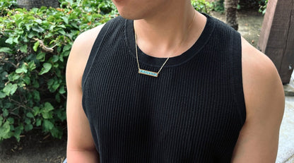 Custom Turquoise Marble Stone Name Pendant Necklace
