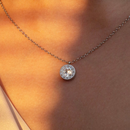 Silver Roman Numerals Necklace: Personalized Cubic Zirconia Pendant