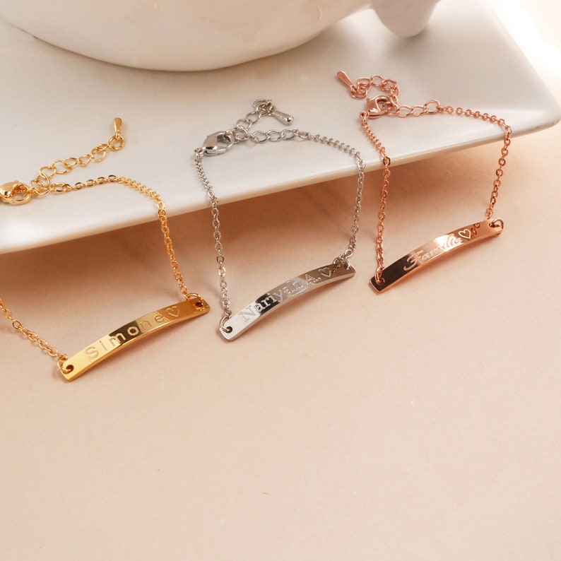 Personalized 16K Gold Plated Name Bracelet - Custom Engraved Jewelry