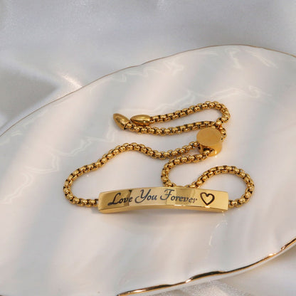 Personalized Gold Slider Bracelet: Skinny Snake Chain, Adjustable Fit