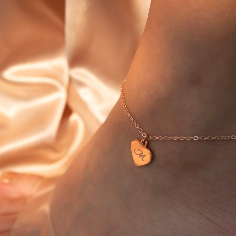 16K Gold Heart Anklet Dainty heart Anklets Ankle bracelet