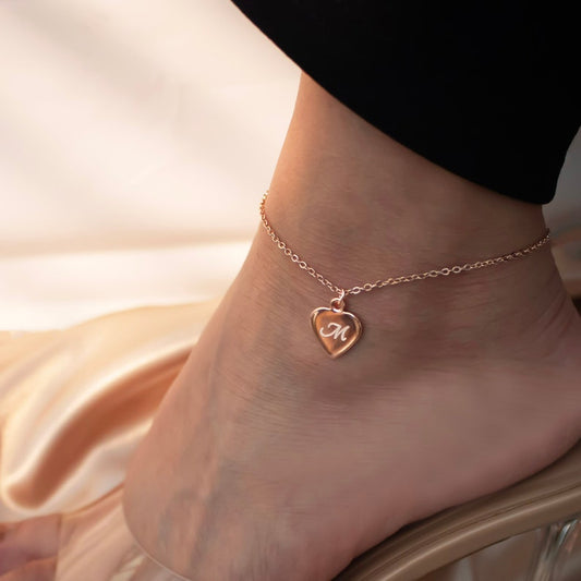 16K Gold Heart Anklet Dainty heart Anklets Ankle bracelet