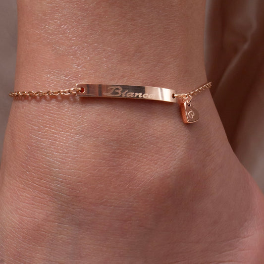 Personalized Heart Anklet 16K gold plated Jewelry Memorial Anklet