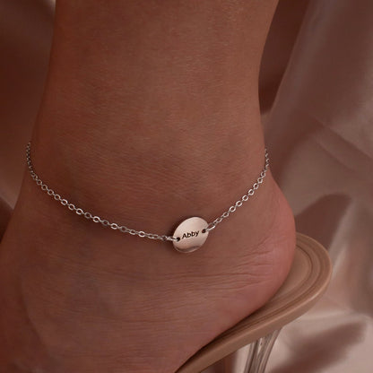 Personalized Coin Anklet: 16K Gold Plated Disc Charm