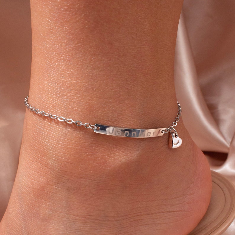 Personalized Heart Anklet 16K gold plated Jewelry Memorial Anklet