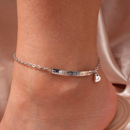 Personalized Heart Anklet 16K gold plated Jewelry Memorial Anklet