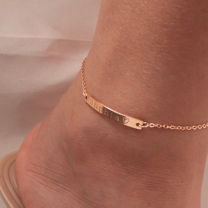 Personalized Name Anklet: 16K Plated Adjustable Ankle Bracelet