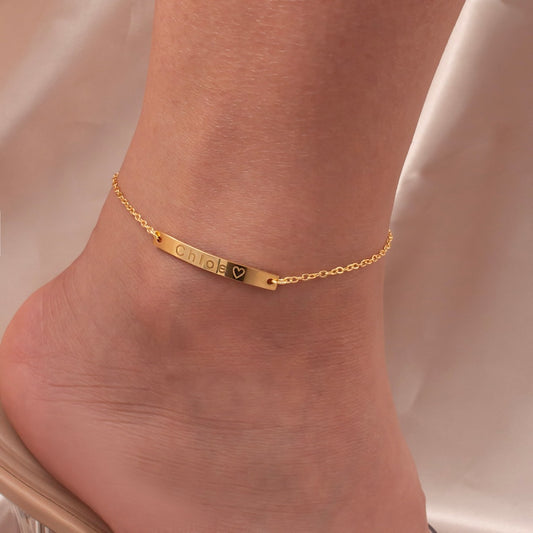 Personalized Name Anklet: 16K Plated Adjustable Ankle Bracelet