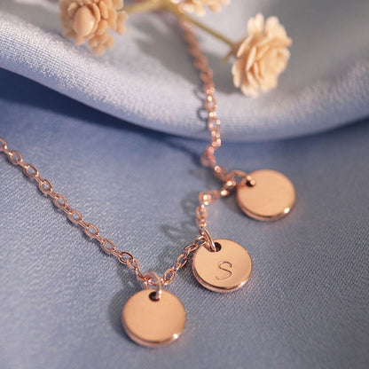 Triple Coin Initial Anklet: Hand Stamped Personalized Charm