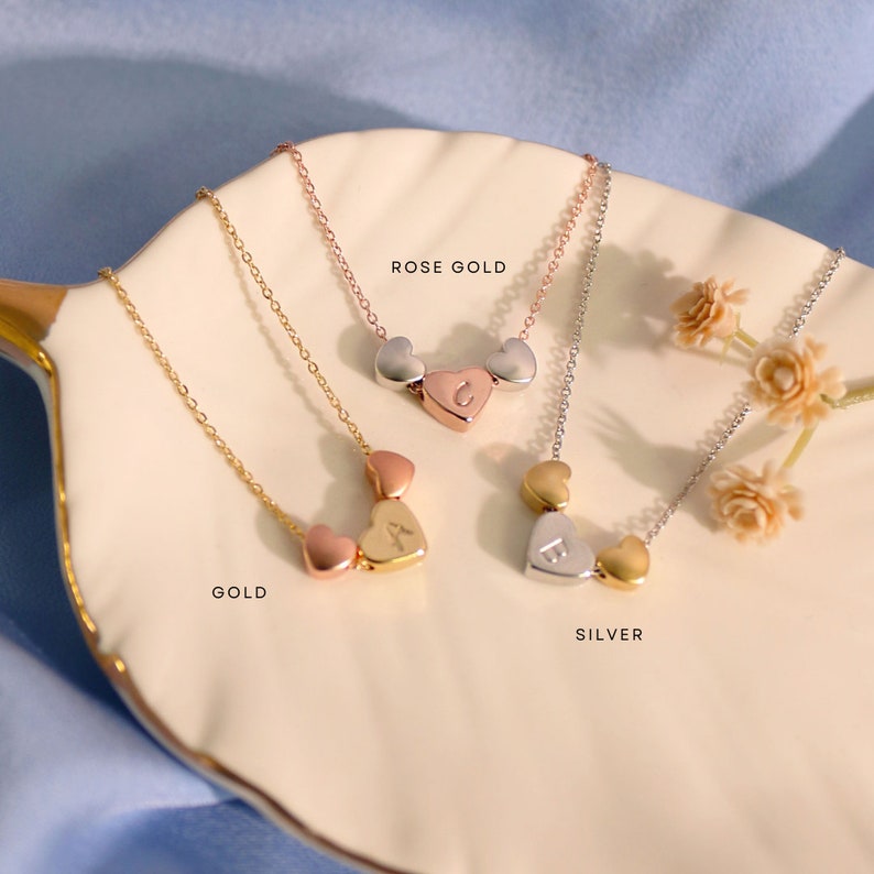 Hand Stamped Initial Anklet: 16k Gold Plated Triple Heart Charm