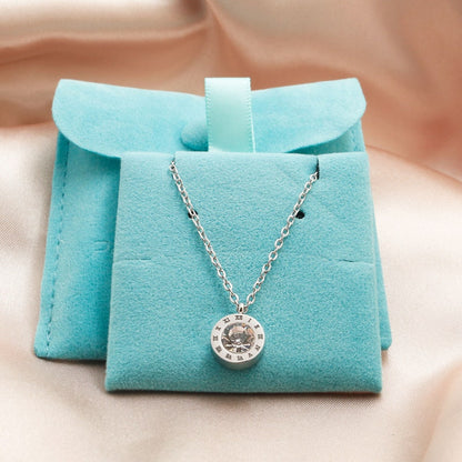 Silver Roman Numerals Necklace: Personalized Cubic Zirconia Pendant