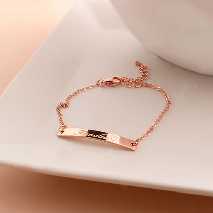Personalized 16K Gold Plated Name Bracelet - Custom Engraved Jewelry