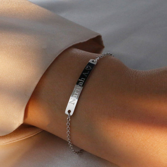 Personalized 16K Gold Plated Name Bracelet - Custom Engraved Jewelry