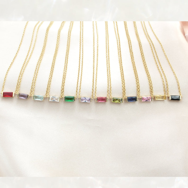 Birthstone Necklace: Personalized Initial 16K Gold Plated Jewelry