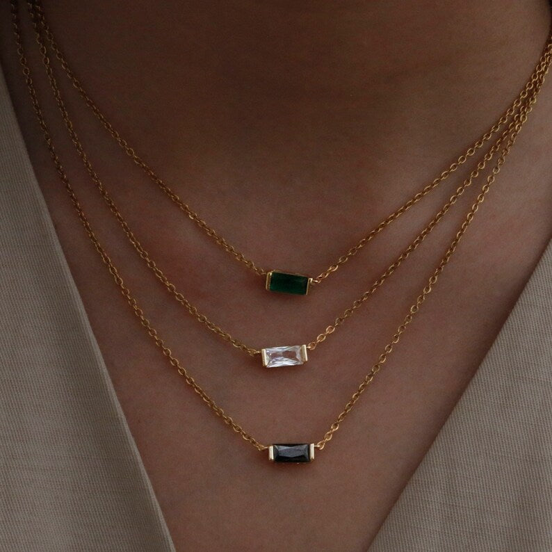 Birthstone Necklace: Personalized Initial 16K Gold Plated Jewelry