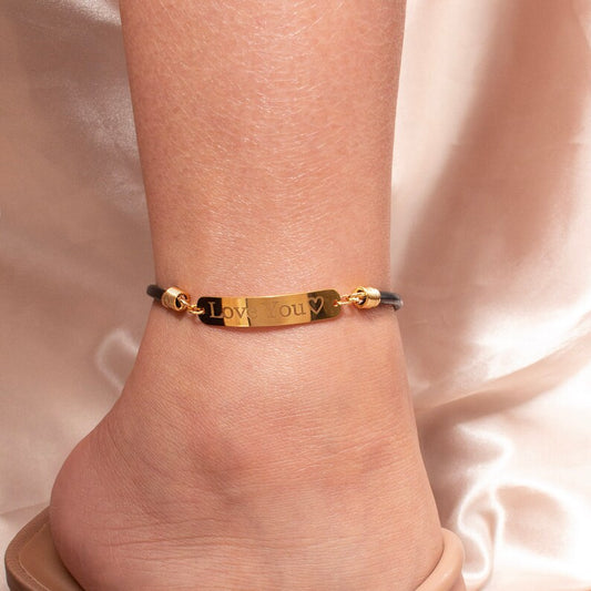 Leather personalized name anklets friendship couple ankle bracelets anklets