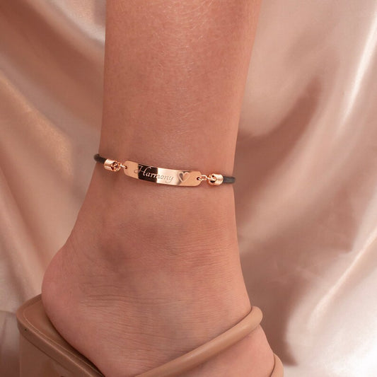 Leather personalized name anklets friendship couple ankle bracelets anklets