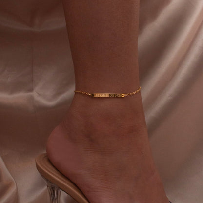 Personalized Bar Anklet in 16K Gold, Silver or Rose gold plated Dainty, Minimal anklets