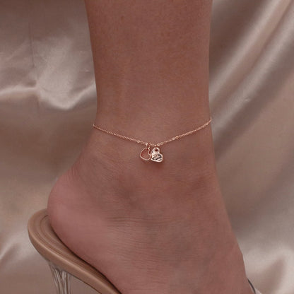 Dainty Heart Initial Anklet: Trendy Beach Ankle Bracelet