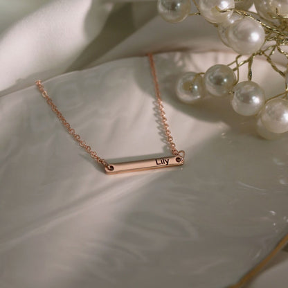 Personalized Bar Necklace: 16K Gold Plated, Rose Gold, or Silver