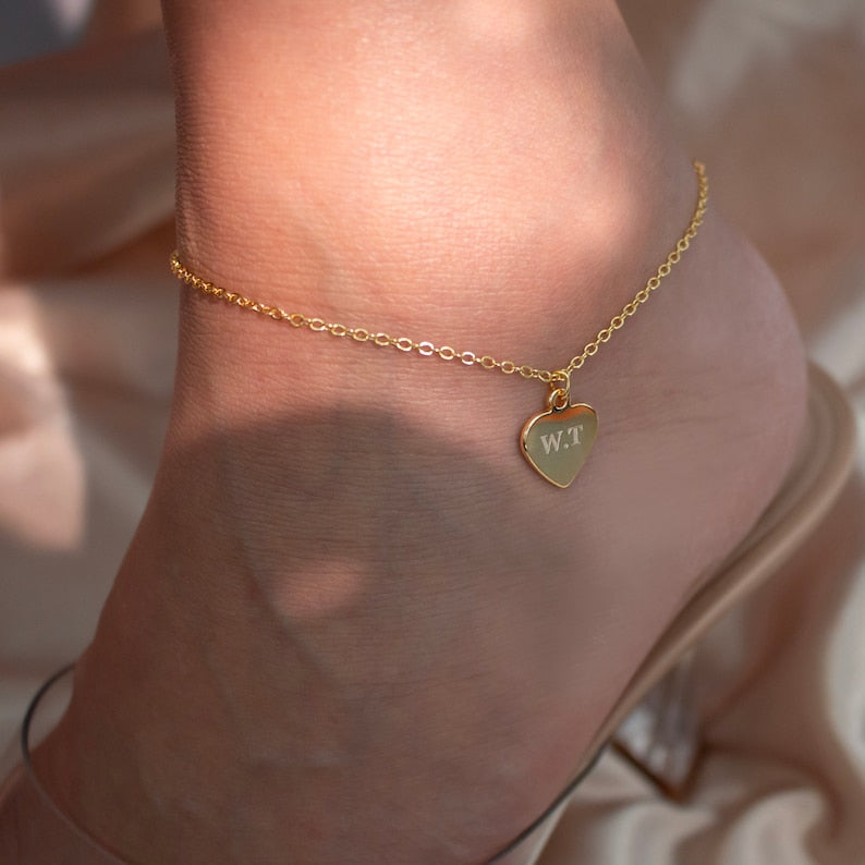 16K Gold Heart Anklet Dainty heart Anklets Ankle bracelet