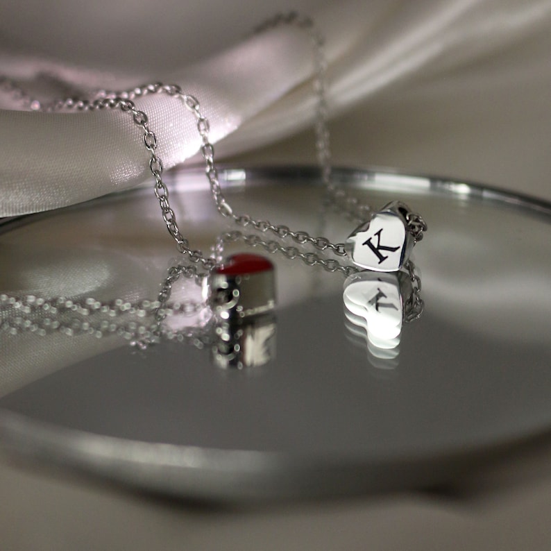 Silver Red Heart Pendant Necklace: 16K Plated Love Charm