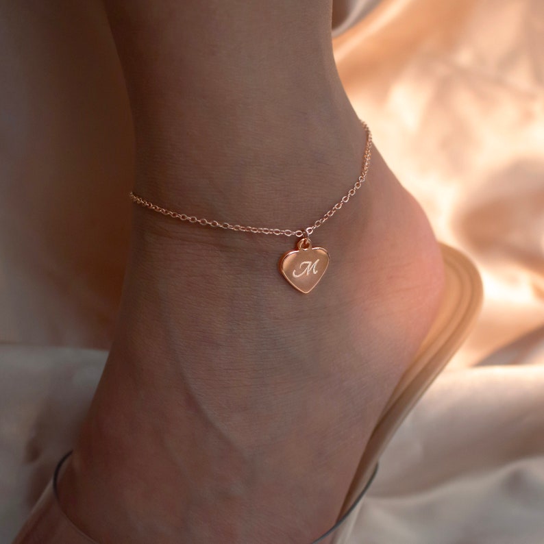 16K Gold Heart Anklet Dainty heart Anklets Ankle bracelet