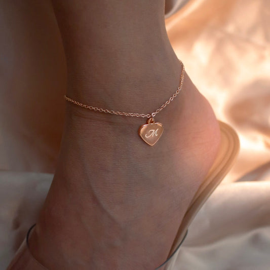 16K Gold Heart Anklet Dainty heart Anklets Ankle bracelet