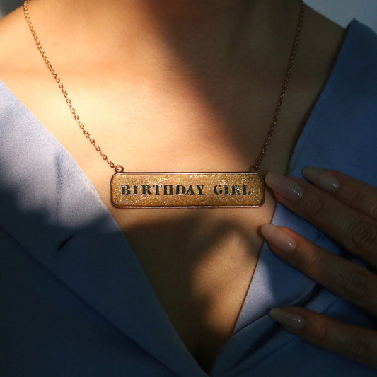 Gold Sparkle Bar Necklace: Personalized Name, Birthday Gift