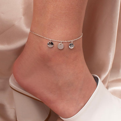 Triple Coin Initial Anklet: Hand Stamped Personalized Charm