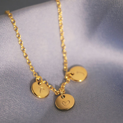 Triple Coin Initial Anklet: Hand Stamped Personalized Charm